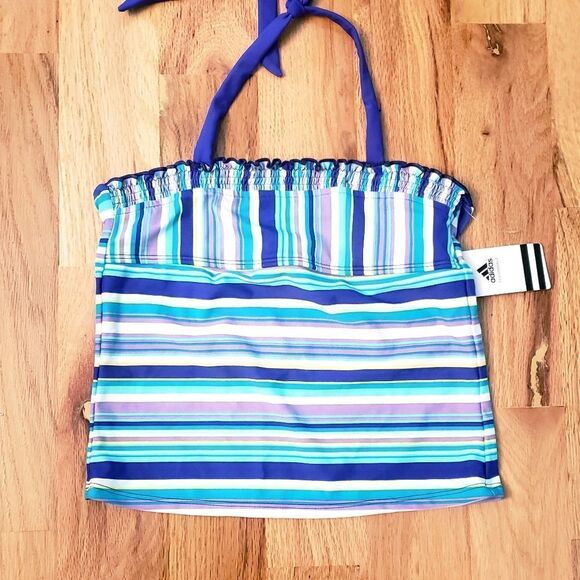 NWT Adidis Girls Stripe Tankini Top - Picture 3 of 5